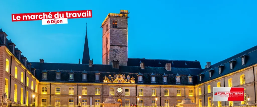 Vue panoramique de Dijon avec ses bâtiments historiques et son environnement urbain.