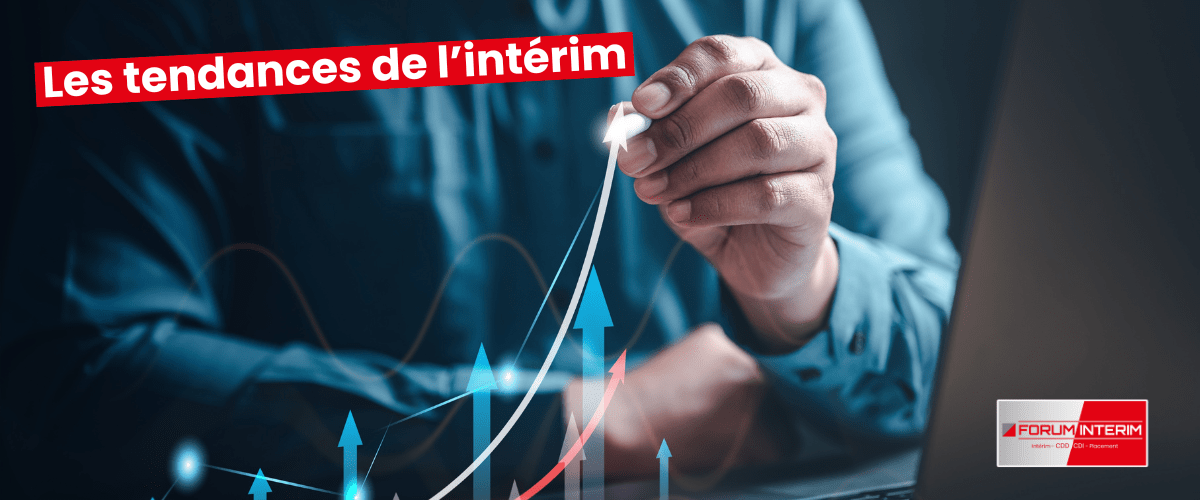 Professionnel analysant des graphiques de croissance des tendances de l'intérim avec des flèches ascendantes, symbolisant une augmentation des emplois temporaires.